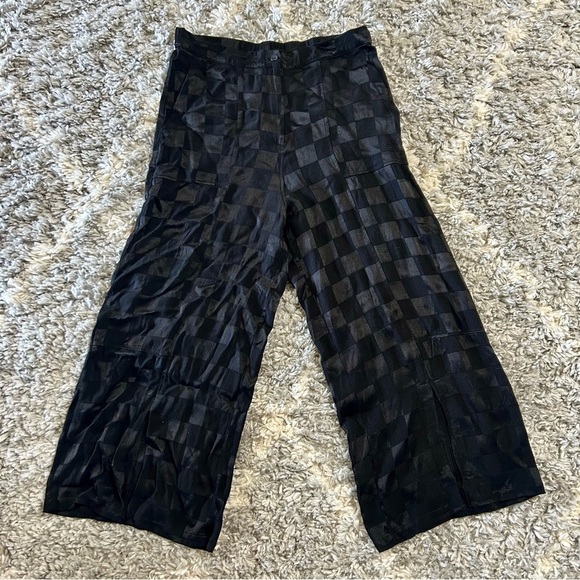 Alembika Luxe Satin Checkered Pants in Black sz 4 (US 12-14) - Picture 3 of 6